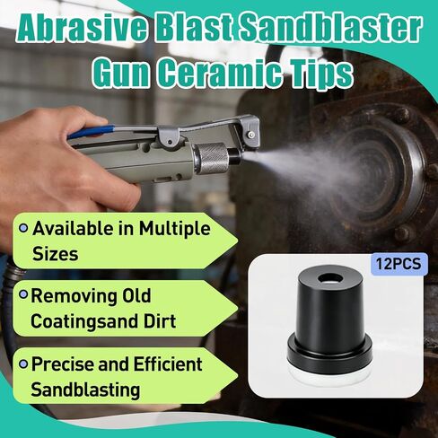 12PCS Ceramic Rubber Sandblasting Nozzle Tips, 2mm/2.5mm/3mm/3.5mm | Abrasive Blast Nozzles Fit For Sand Blasting Gun And Cabinet, Durable Replacement Sandblaster Accessories in Kuwait