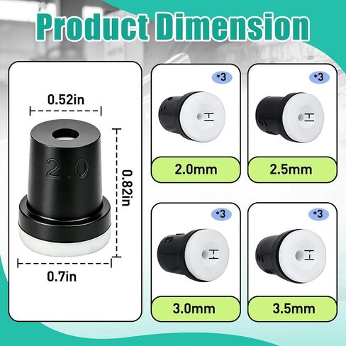 12PCS Ceramic Rubber Sandblasting Nozzle Tips, 2mm/2.5mm/3mm/3.5mm | Abrasive Blast Nozzles Fit For Sand Blasting Gun And Cabinet, Durable Replacement Sandblaster Accessories in Kuwait