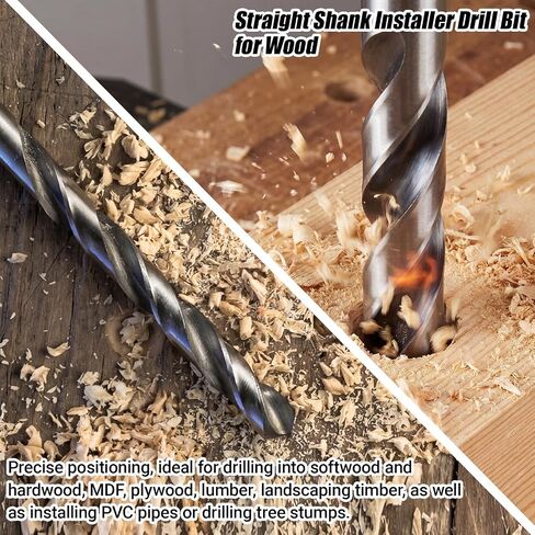 Lounsweer 2 Pack 3/8 x 36 Inch Straight Shank Installer Drill Bit for Wood Extra Long Drill Bits for Wood with Wire Pulling Hole for Woodworking Walls Ceilings Floors in Kuwait