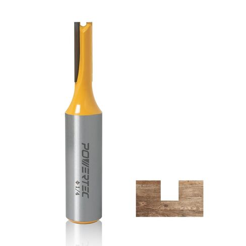 POWERTEC Straight Router Bit - 1/4" Cutting Diameter, 1/2" Shank, Tungsten Carbide, 3/4" Depth & 2-11/16" Overall Length - Fits CNC, Handheld & Plunge Routers, 1PK (73051) in Kuwait