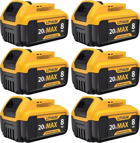 6-Pack 8000mAh Lithium-ion Battery for Dewalt 20V Max Battery – Compatible with DCB200 DCB201 DCB204 DCB206 DCB207 DCB181 DCB180 Series Tools, LED Charge Indicator, Fits Dewalt Power Tools & Chargers in Kuwait