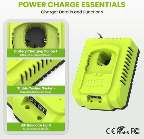 Abeden 18V 4.0Ah Replacement Battery with USB and Charger Combo for Ryobi Battery Charger,Compatible with Ryobi 18 Volt ONE+ System P102 P103 P104 P105 P107 P108 P109 P190 P122 Cordless Tools in Kuwait