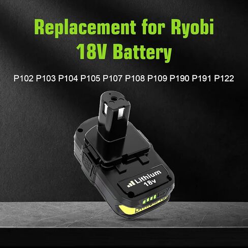 2 Packs 4Ah Replacement for Ryobi 18V Battery P102 and P117 Charger(Green) | Compatible with Ryobi 18 Volt Batteries P189 P190 P109 P107 P105 P104 P103 P108 P122 in Kuwait