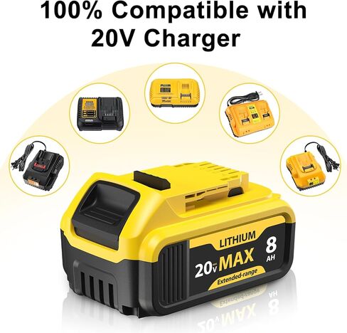 4-Pack 8000mAh Lithium-ion Battery for Dewalt 20V Max Battery – Compatible with DCB200 DCB201 DCB204 DCB206 DCB207 DCB181 DCB180 Series Tools, LED Charge Indicator, Fits Dewalt Power Tools & Chargers in Saudi Arabia