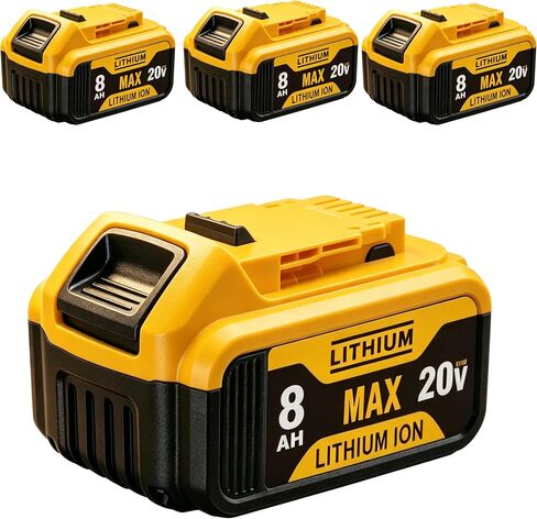 2-Pack 8Ah Rechargeable Li-ion Battery for DeWalt 20V Max | LED power gauge & multi safety protection Smart cell with long cycle life Triple-level battery indicator in Kuwait