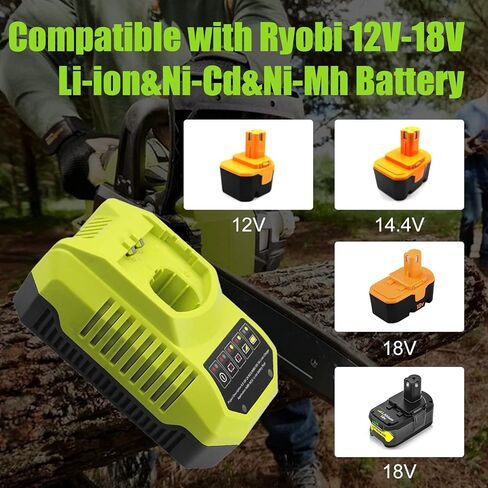 2 Packs 4Ah Replacement for Ryobi 18V Battery P102 and P117 Charger(Green) | Compatible with Ryobi 18 Volt Batteries P189 P190 P109 P107 P105 P104 P103 P108 P122 in Kuwait