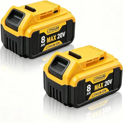 2-Pack 8Ah Rechargeable Li-ion Battery for DeWalt 20V Max | LED power gauge & multi safety protection Smart cell with long cycle life Triple-level battery indicator in Saudi Arabia