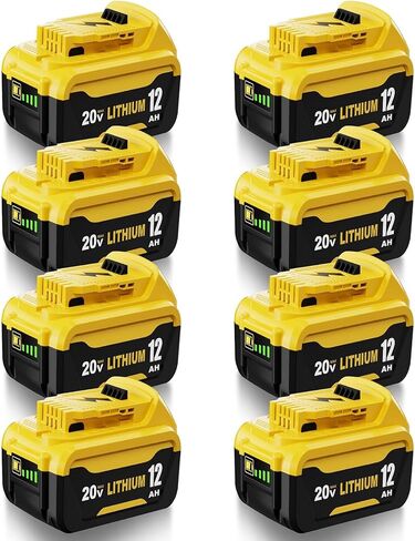 4 Pack 12.0Ah Extended Runtime Lithium Battery Replacement for Dewalt 20V Max Battery Compatible with Dewalt 20 Volt Battery DCB206 DCB207 DCB204 DCB201 DCB200 DCD/DCF/DCG Series Power Tools (Yellow) in Kuwait