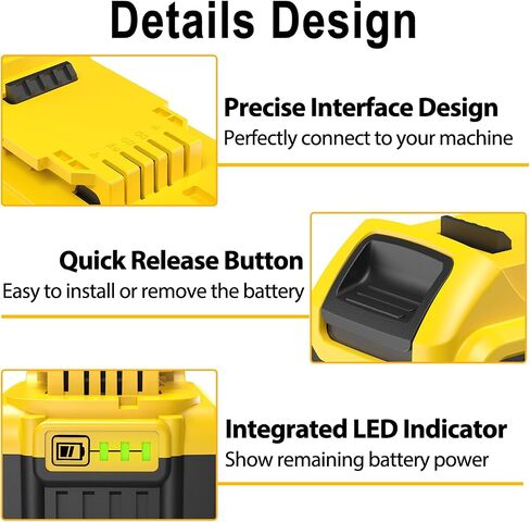 4-Pack 8000mAh Lithium-ion Battery for Dewalt 20V Max Battery – Compatible with DCB200 DCB201 DCB204 DCB206 DCB207 DCB181 DCB180 Series Tools, LED Charge Indicator, Fits Dewalt Power Tools & Chargers in Kuwait