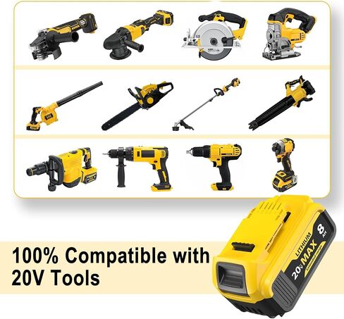 4-Pack 8000mAh Lithium-ion Battery for Dewalt 20V Max Battery – Compatible with DCB200 DCB201 DCB204 DCB206 DCB207 DCB181 DCB180 Series Tools, LED Charge Indicator, Fits Dewalt Power Tools & Chargers in Kuwait