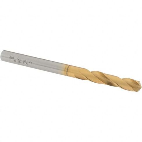 OSG 11/32" 130 Spiral Flute Cobalt Screw Machine Drill Bit, TiN Coated, Right Hand Cut, 1-11/16" Flute Length, 3-1/2" OAL, Standard Point, Straight Shank by Penn Tool Co. in Kuwait