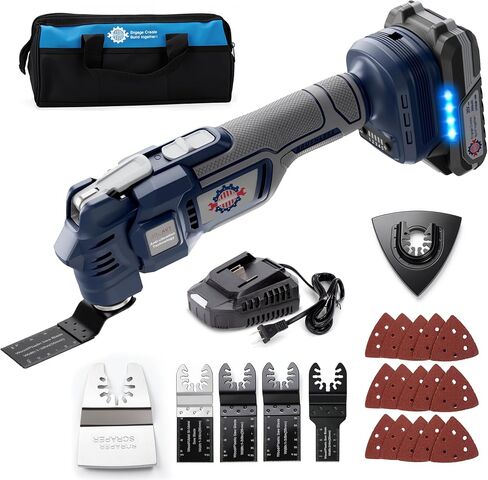 Corded Oscillating Multi Tool Kit with LED Light and 24 Accessories | 400W 3.6A motor; 6-speed control; soft start; tool-free blade change; 15,000–22,000 OPM; 3.6° angle; shock-absorbing design in Kuwait