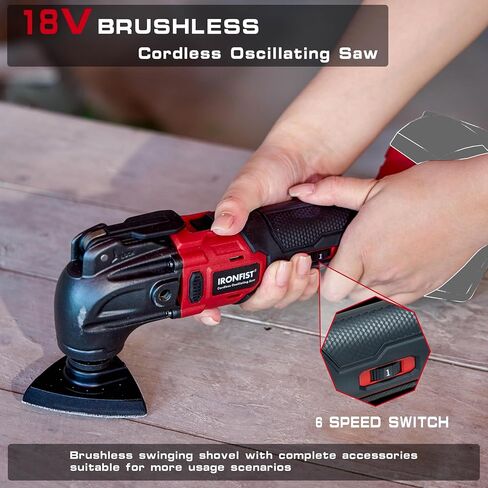 IRONFIST Cordless Oscillating Tools Compatible with MILWAUKEE M18, 6 Speed 8000-20500RPM, Brushless Motor Cordless Multi-Tool for Scraping, Sanding,Cutting Wood (BATTERY NOT INCLUDE) in Kuwait