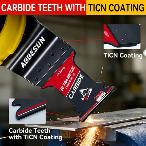 4 Pack Upgraded TiCN Carbide Oscillating Saw Blades for Nails Cutting | Heavy Duty Multitool Blades for Hard Metal, Wood, Bolts & Screws, 60X Longer Life, Quick Release, for Dewalt Milwaukee Ryobi in Kuwait