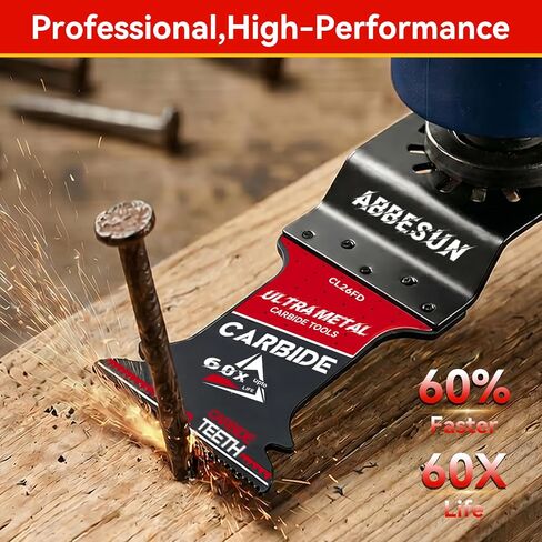 4 Pack Upgraded TiCN Carbide Oscillating Saw Blades for Nails Cutting | Heavy Duty Multitool Blades for Hard Metal, Wood, Bolts & Screws, 60X Longer Life, Quick Release, for Dewalt Milwaukee Ryobi in Kuwait