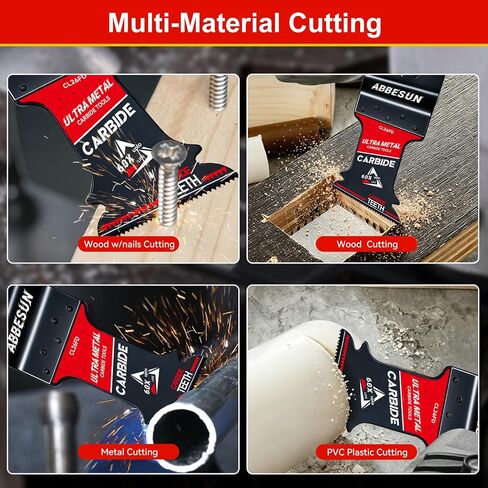 4 Pack Upgraded TiCN Carbide Oscillating Saw Blades for Nails Cutting | Heavy Duty Multitool Blades for Hard Metal, Wood, Bolts & Screws, 60X Longer Life, Quick Release, for Dewalt Milwaukee Ryobi in Kuwait