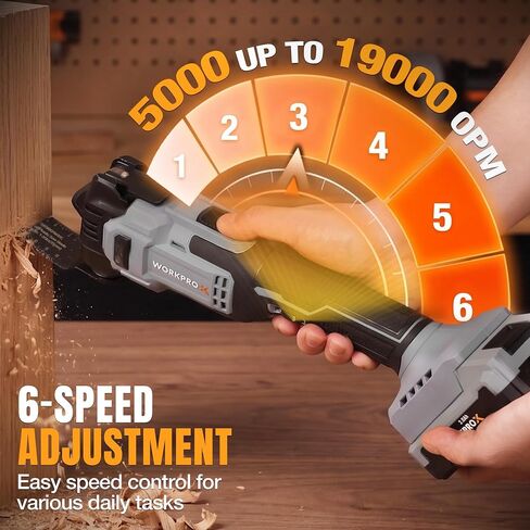 WORKPROX 20V Cordless Oscillating Multi-Tool Kit, Brushless Motor, 6-Speed, 3.6° Oscillation Angle, 22PCS Accessories & 1 Battery, Oscillating Tool for Cutting, Scraping, Sanding with Tool Bag in Kuwait