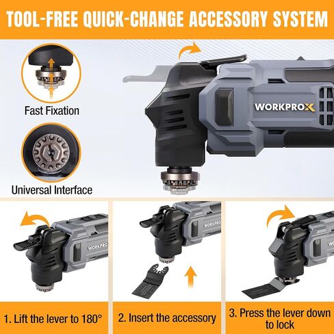 WORKPROX 20V Cordless Oscillating Multi-Tool Kit, Brushless Motor, 6-Speed, 3.6° Oscillation Angle, 22PCS Accessories & 1 Battery, Oscillating Tool for Cutting, Scraping, Sanding with Tool Bag in Kuwait