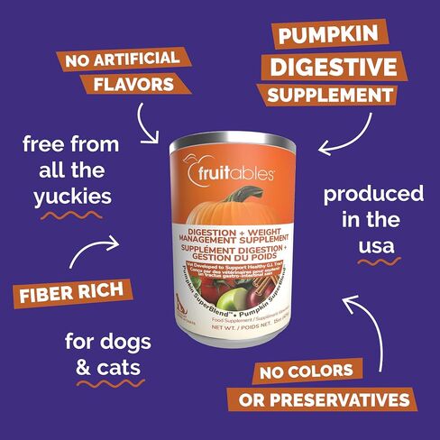 Fruitables Pumpkin Digestive Supplement – Made with Pumpkin for Dogs – Healthy Fiber Supplement for Pet Nutrition – 15 ounces in Saudi Arabia