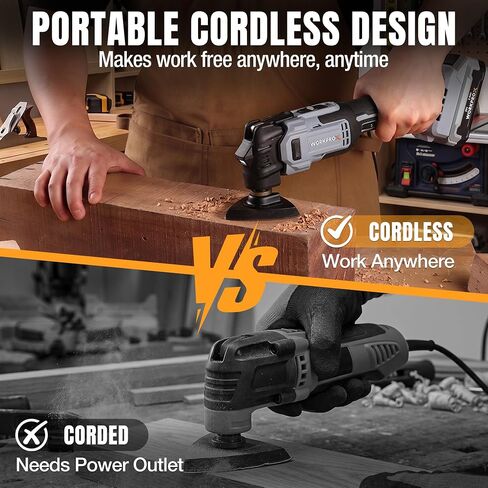 WORKPROX 20V Cordless Oscillating Multi-Tool Kit, Brushless Motor, 6-Speed, 3.6° Oscillation Angle, 22PCS Accessories & 1 Battery, Oscillating Tool for Cutting, Scraping, Sanding with Tool Bag in Kuwait