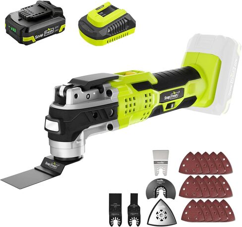 SnapFresh Oscillating Tool, 6-Speed Variable, 20V Cordless Oscillating Multi-Tool with 3.2° Oscillation Angle, 2.0Ah Battery & Charger Included, 20pcs Saw Accessories for Cutting, Sanding and Scraping in Kuwait
