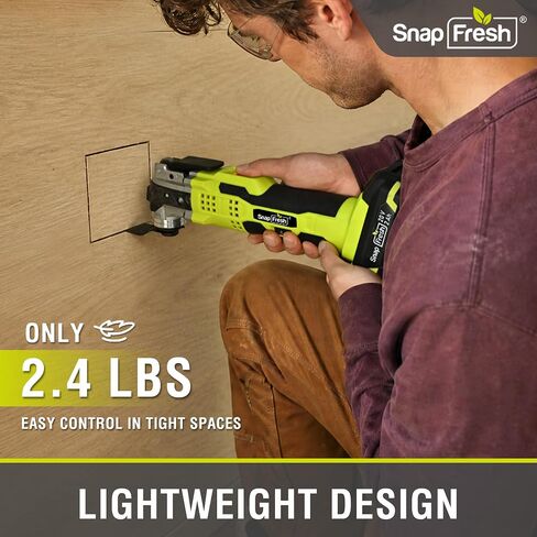 SnapFresh Oscillating Tool, 6-Speed Variable, 20V Cordless Oscillating Multi-Tool with 3.2° Oscillation Angle, 2.0Ah Battery & Charger Included, 20pcs Saw Accessories for Cutting, Sanding and Scraping in Kuwait
