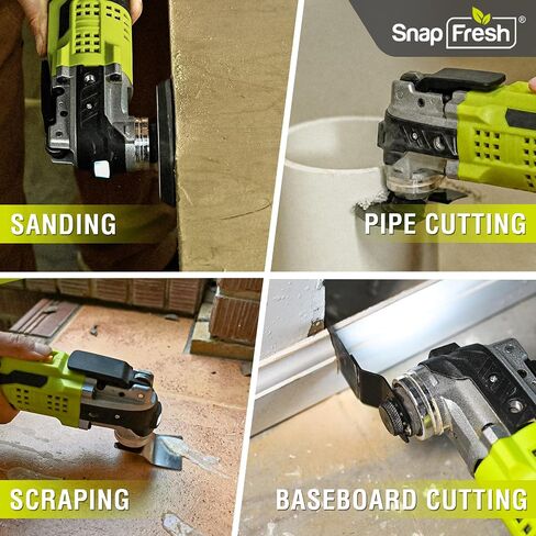 SnapFresh Oscillating Tool, 6-Speed Variable, 20V Cordless Oscillating Multi-Tool with 3.2° Oscillation Angle, 2.0Ah Battery & Charger Included, 20pcs Saw Accessories for Cutting, Sanding and Scraping in Kuwait