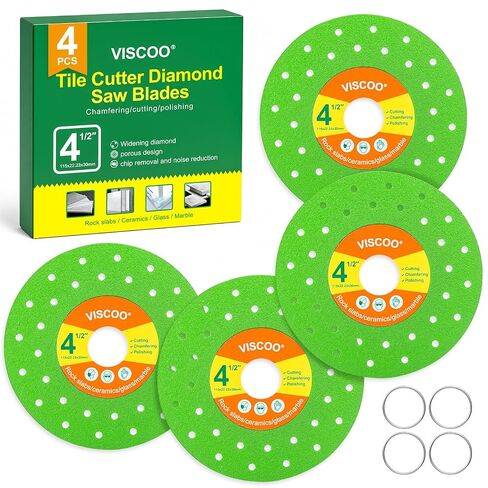 VISCOO 4 Pack 4-1/2" Tile Cutter Diamond Saw Blades for Angle Grinder | Tile Blade for Porcelain Ceramic Glass Marble, Diamond Grinding Disc, Cutting Tool in Kuwait