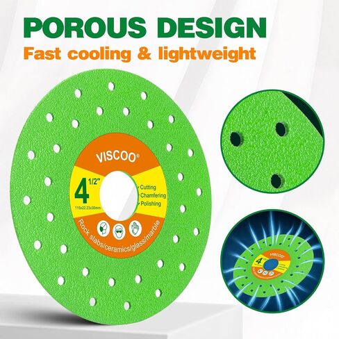 VISCOO 4 Pack 4-1/2" Tile Cutter Diamond Saw Blades for Angle Grinder | Tile Blade for Porcelain Ceramic Glass Marble, Diamond Grinding Disc, Cutting Tool in Kuwait