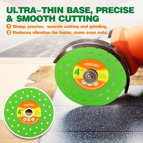 VISCOO 4 Pack 4-1/2" Tile Cutter Diamond Saw Blades for Angle Grinder | Tile Blade for Porcelain Ceramic Glass Marble, Diamond Grinding Disc, Cutting Tool in Kuwait
