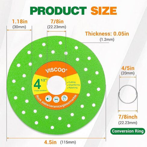 VISCOO 4 Pack 4-1/2" Tile Cutter Diamond Saw Blades for Angle Grinder | Tile Blade for Porcelain Ceramic Glass Marble, Diamond Grinding Disc, Cutting Tool in Kuwait