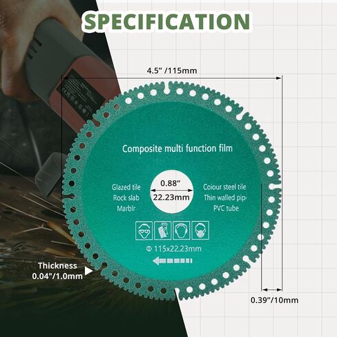 4-1/2 Inch Diamond Saw Blades for Angle Grinder for Angle Grinder 7/8" Cutting Disc, Grinder Cut Off Wheels for Metal, Ceramic, Marble, Stone–Disco para Cortar Ceramica, Grinder Blades (4PCS) in Kuwait