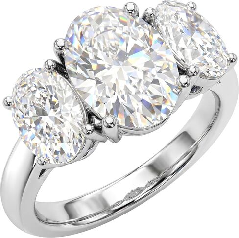 خاتم زفاف من Diamond2Deal من الذهب الأصفر أو الأبيض عيار 14 قيراط والألماس المزروع في مختبر 3 أحجار (لون D-E، وضوح VS) (1/2 قيراط إلى 4 قيراط) in Kuwait