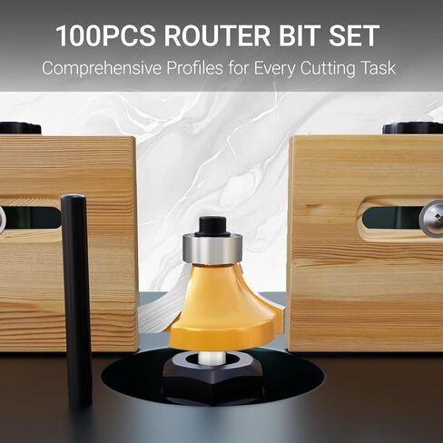 CATITO 100 Pieces Router Bits Set, 1/4" Shank Router Bit, Professional Woodworking Milling Cutter Set, Tungsten Carbide Milling Bit Kits for Professional Woodworking in Kuwait