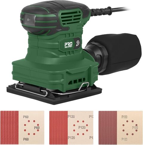 1/4 Sheet Sander, Prostormer 14000RPM Electric Palm Sander | with 21Pcs Sandpapers, Dust Bag for Woodworking, Polishing in Kuwait
