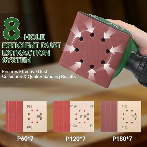 1/4 Sheet Sander, Prostormer 14000RPM Electric Palm Sander | with 21Pcs Sandpapers, Dust Bag for Woodworking, Polishing in Kuwait
