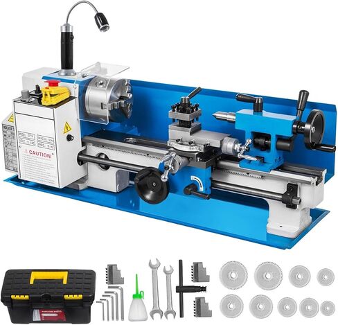 Bench Top Mini Metal Lathe 7"x14" Variable Speed Milling Machine w/ a Lamp in Kuwait
