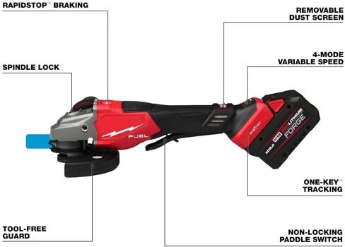 for Milwaukee.d M18 FUEL™ 4-1/2" / 6" Variable Speed Grinder, Paddle Switch, Brushless Motor, ONE-KEY™ Compatible, Battery Kit, Kickback Protection in Kuwait