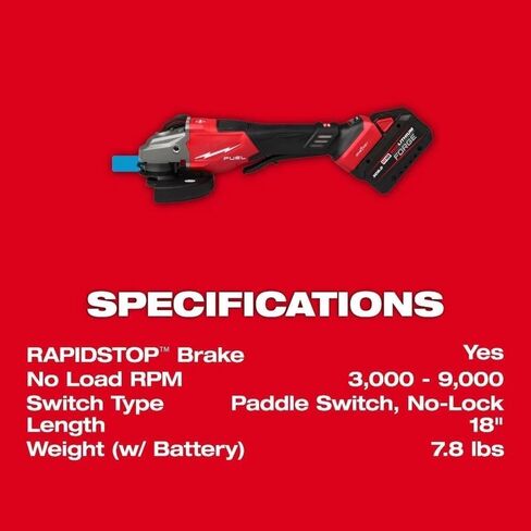 for Milwaukee.d M18 FUEL™ 4-1/2" / 6" Variable Speed Grinder, Paddle Switch, Brushless Motor, ONE-KEY™ Compatible, Battery Kit, Kickback Protection in Kuwait