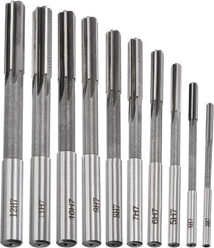 10pcs HSS Chucking Reamer Set, 3-12mm Straight Flute Lathe Reamer, H7 Tolerance Milling Finishing Tool in Kuwait