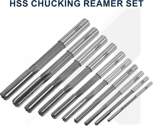 10pcs HSS Chucking Reamer Set, 3-12mm Straight Flute Lathe Reamer, H7 Tolerance Milling Finishing Tool in Kuwait