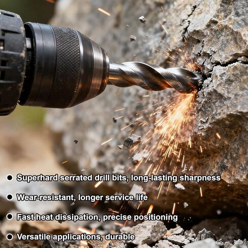 6 PCS 4-Flute Sawtooth Eccentric Twist Drill Bit, High Strength Eccentric Drill Bit Set for Concrete Tile Brick Glass Ceramic Wood Plastic (4/6/6/8/10/12mm) in Kuwait