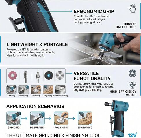 ASHATA Straight Grinder 0-24500RPM Variable Speed | Electric Die Grinder with TType Grip for Sanding Polishing Carving in Kuwait