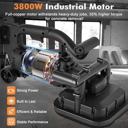 Concrete Grinder Set, Floor Grinder, 3800W Sur-face Planer with Dust Extraction Shroud for Grinding Concrete, Cement, and Marble in Kuwait