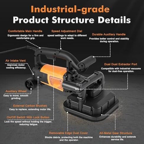 Concrete Grinder Set, Floor Grinder, 3800W Sur-face Planer with Dust Extraction Shroud for Grinding Concrete, Cement, and Marble in Kuwait