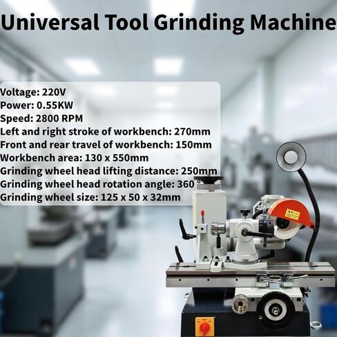 Universal Tool Grinding Machine 56/s 50HC Accessories 220V | FC300 Cast Iron, 2800RPM, For Reamers, gear cutters, end mills, etc, 360 °grinding wheel head, high-precision linear guides in Kuwait
