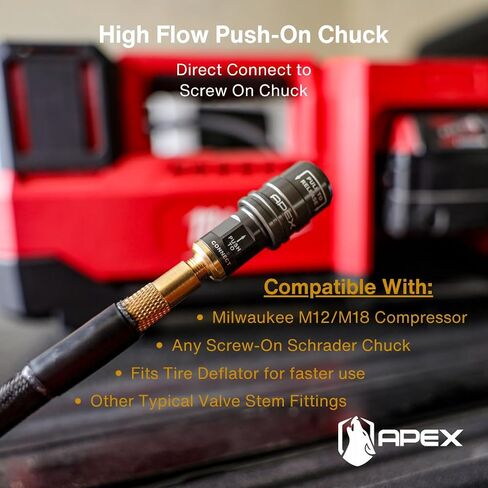 APEX High Flow Push On Air Chuck - Product Compatible with: Milwaukee M12 M18 - Air Up Faster in Kuwait