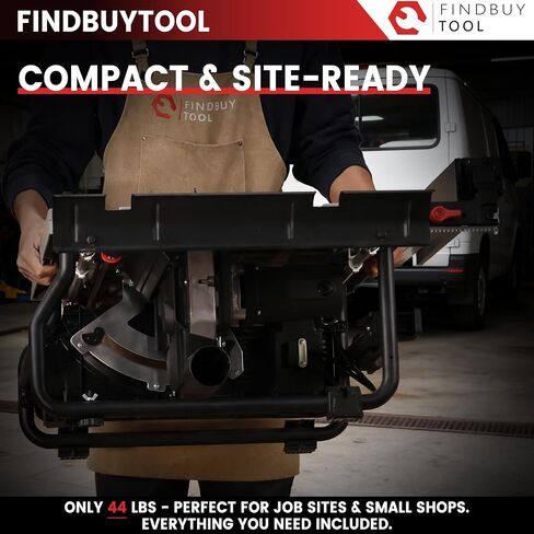 FINDBUYTOOL 10-Inch Portable Jobsite Table Saw, 15-Amp 2.5HP Motor, 24-Inch Rip Capacity, Rack & Pinion Fence System, Portable Benchtop Table Saw for Woodworking, Cutting Wood, Plywood, OSB in Kuwait