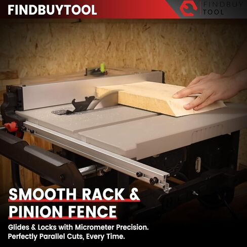 FINDBUYTOOL 10-Inch Portable Jobsite Table Saw, 15-Amp 2.5HP Motor, 24-Inch Rip Capacity, Rack & Pinion Fence System, Portable Benchtop Table Saw for Woodworking, Cutting Wood, Plywood, OSB in Kuwait