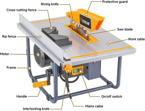 Hoteche 8-Inch Portable Table Saw, 720W Compact Benchtop Table Saw with 20T Carbide Tipped Blade, Precision Electric Woodworking Saw for Home Workshop & DIY Projects in Kuwait